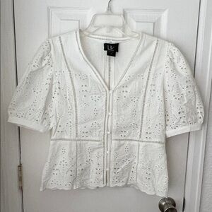 Elegant White Eyelet Blouse
